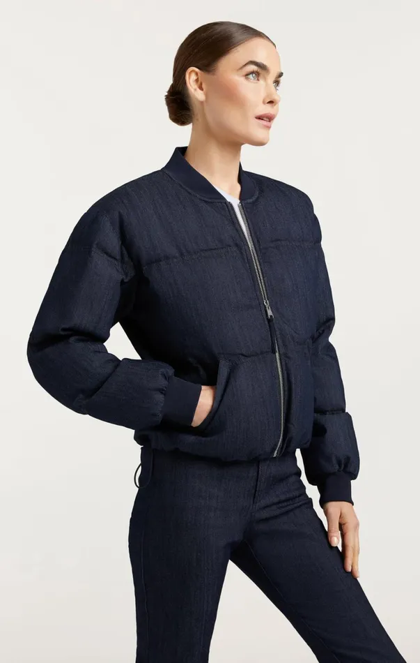 Women Outerwear Cinq Sept Denim Maris Puffer Indigo