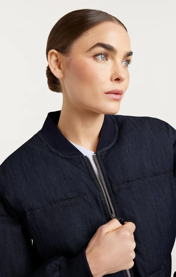 Women Outerwear Cinq Sept Denim Maris Puffer Indigo