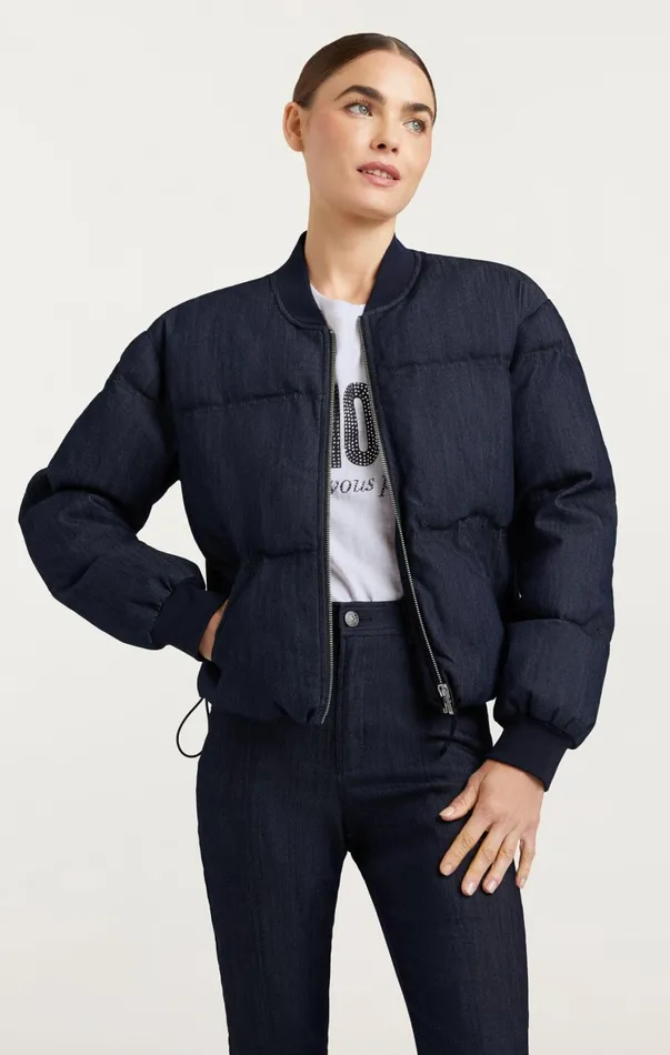 Women Outerwear Cinq Sept Denim Maris Puffer Indigo