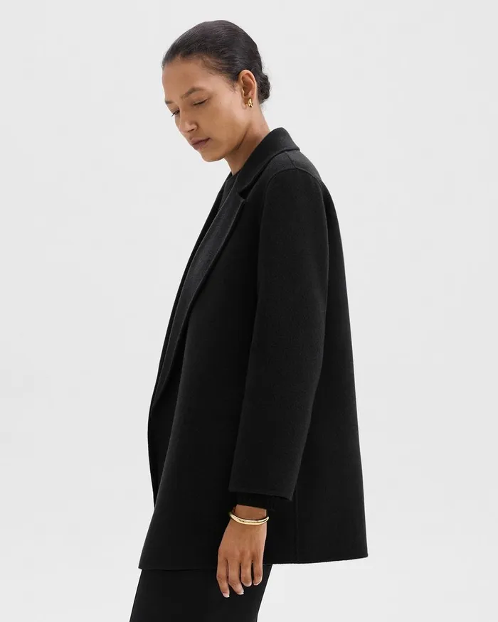 Women Outerwear Theory Clairene Jacket In DoubleFace WoolCashmere Black