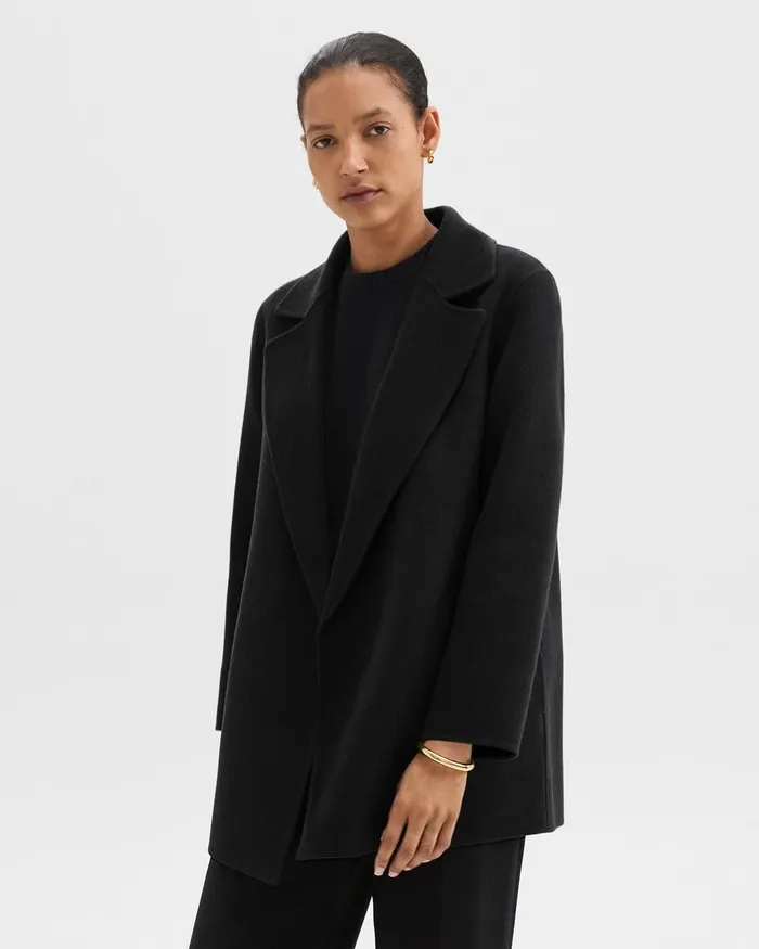 Women Outerwear Theory Clairene Jacket In DoubleFace WoolCashmere Black