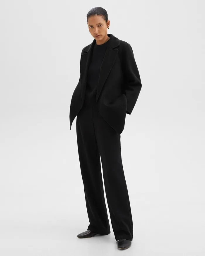 Women Outerwear Theory Clairene Jacket In DoubleFace WoolCashmere Black