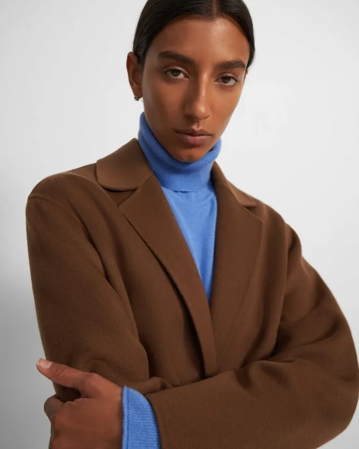Women Outerwear Theory Overcoat In DoubleFace WoolCashmere Russet