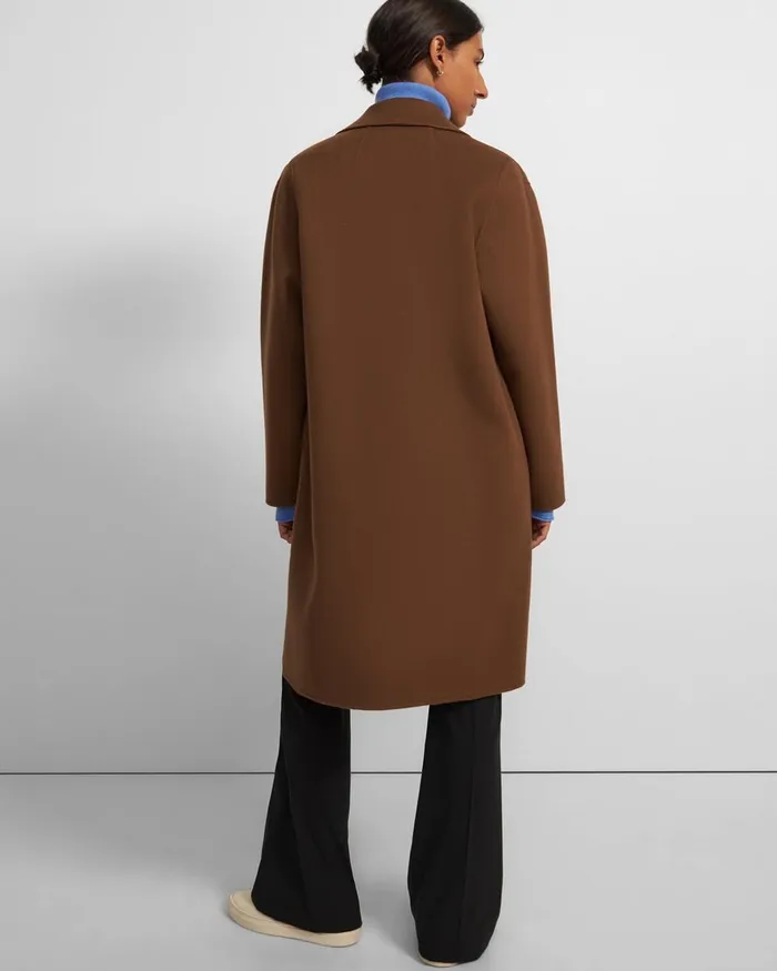 Women Outerwear Theory Overcoat In DoubleFace WoolCashmere Russet