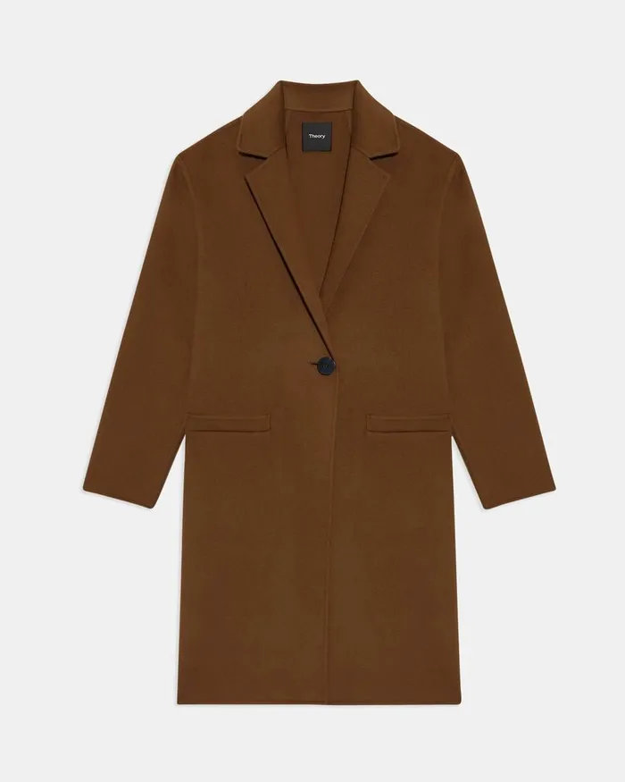 Women Outerwear Theory Overcoat In DoubleFace WoolCashmere Russet