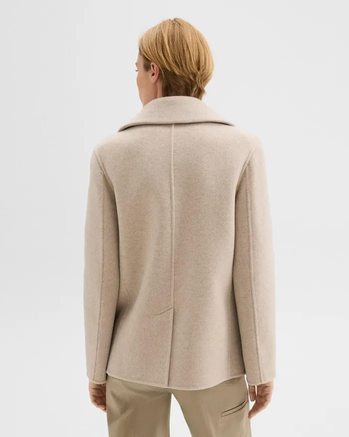 Women Outerwear Theory Peacoat In Recycled Wool Glacial Melange