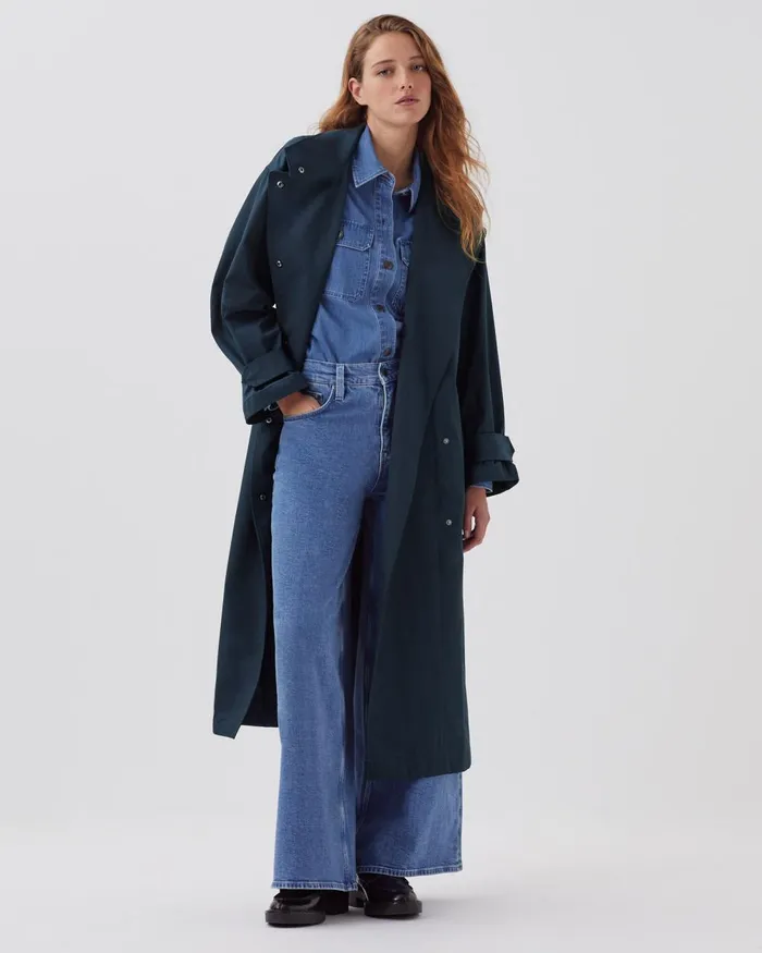 Women Oversize Trench Coat Blueberry Comptoir Des Cotonniers Coats and Jackets