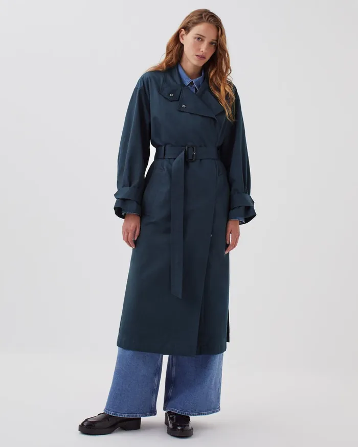 Women Oversize Trench Coat Blueberry Comptoir Des Cotonniers Coats and Jackets