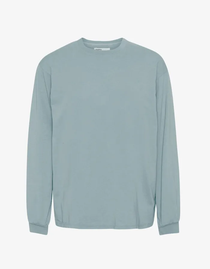 Women Oversized Organic LS TShirt Steel Blue Colorful Standard TShirts