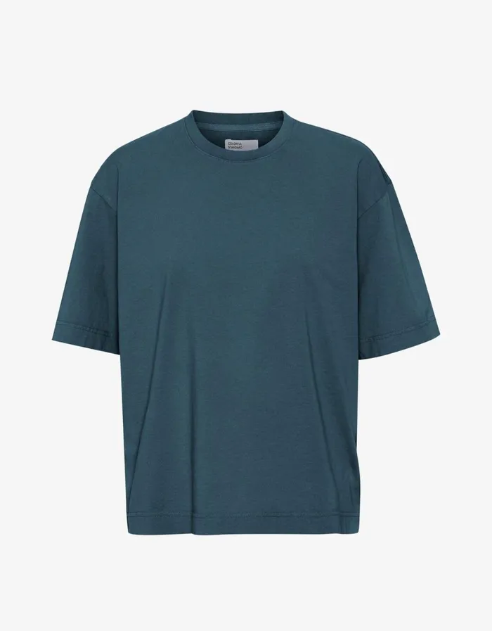 Women Oversized Organic TShirt Petrol Blue Colorful Standard TShirts