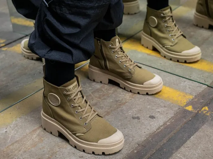 Women PALLABASE TWILL Butternut PALLADIUM Heel Boots