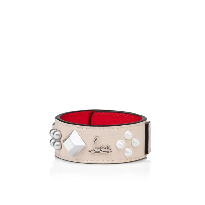 Women Paloma Bracelet 8211 Grained Calf Leather And Spikes Loubinthesky 8211 Leche Christian Louboutin Bracelets