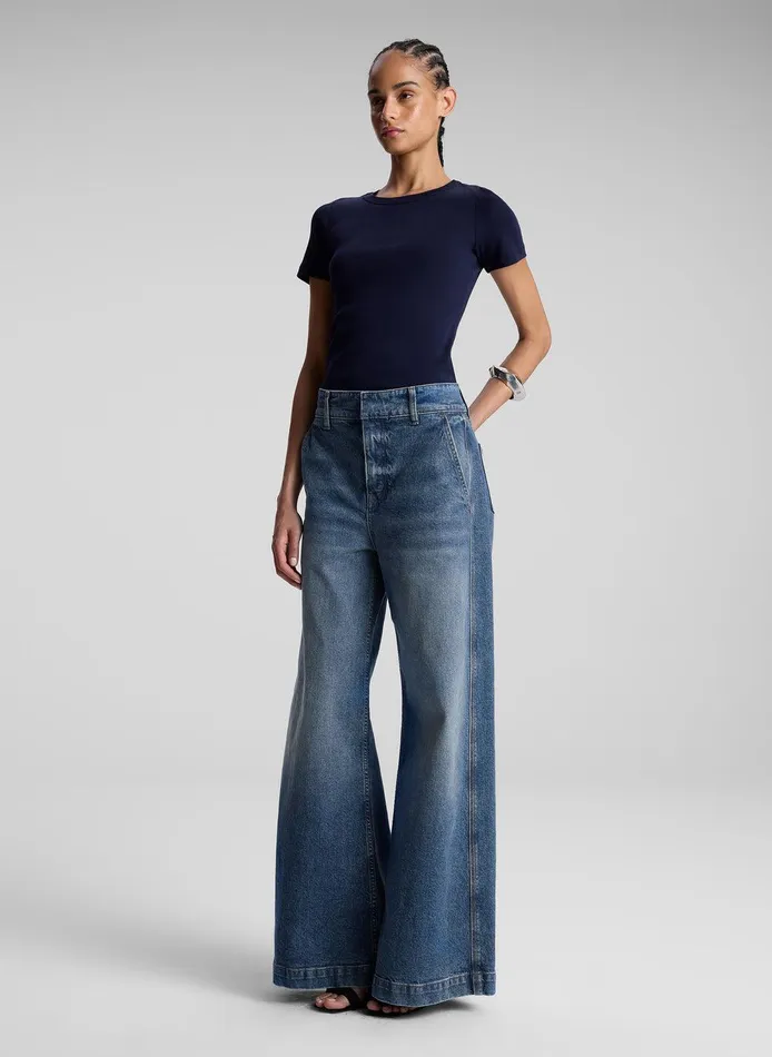 Women Paloma Cotton Rib Baby Tee Maritime Navy ALC Tees and Tanks