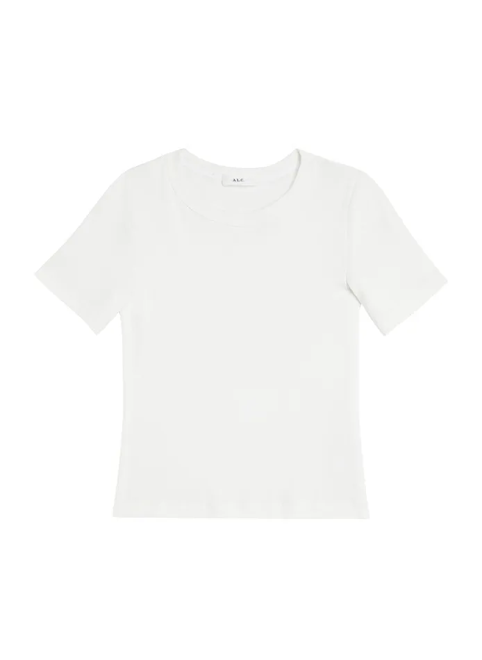 Women Paloma Cotton Rib Baby Tee White ALC Tops