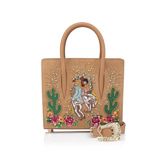 Women Paloma Mini Top Handle Bag 8211 Veau Velours Calf Leather And Lucky Embroidery 8211 Lionne Christian Louboutin Clutches and Evening Bags
