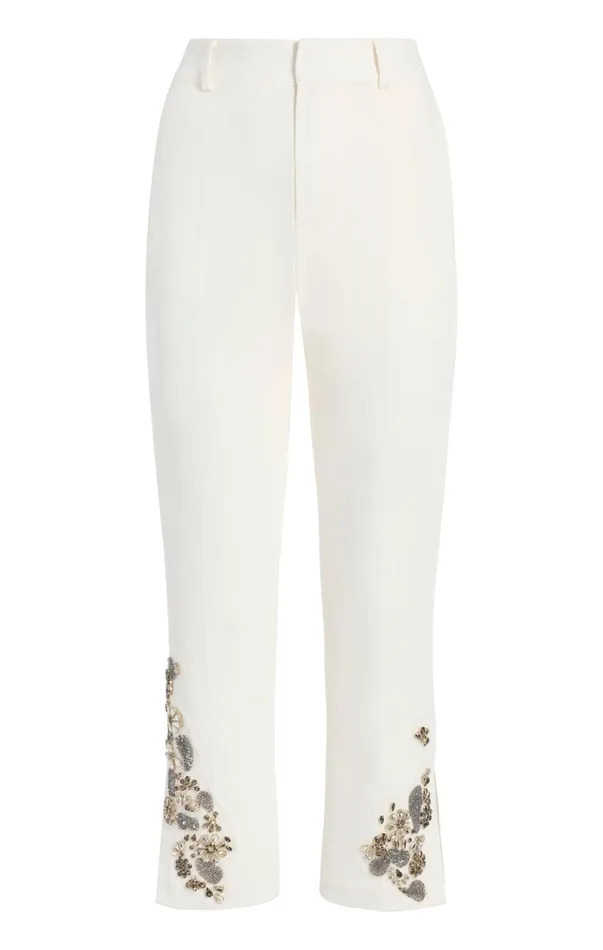 Women Pants Cinq Sept Diamond Daisies Cropped Kerry Pant Ivorysmoke