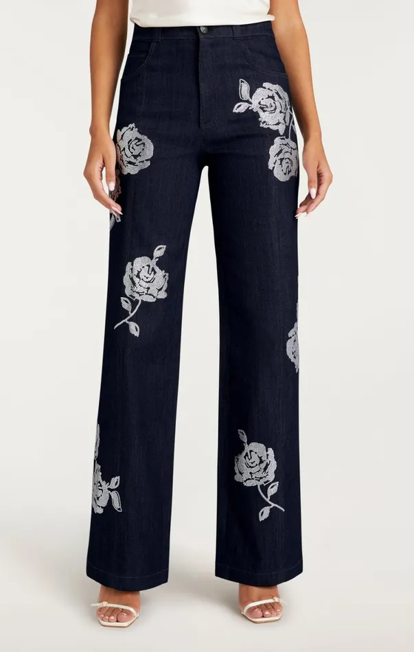 Women Pants Cinq Sept Heatset Roses Francine Pant Indigo