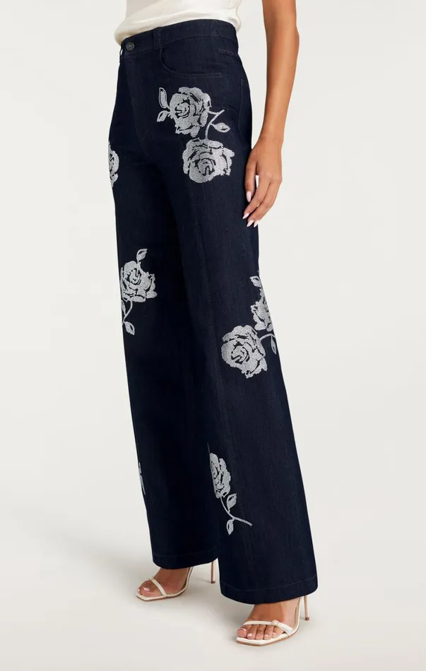 Women Pants Cinq Sept Heatset Roses Francine Pant Indigo