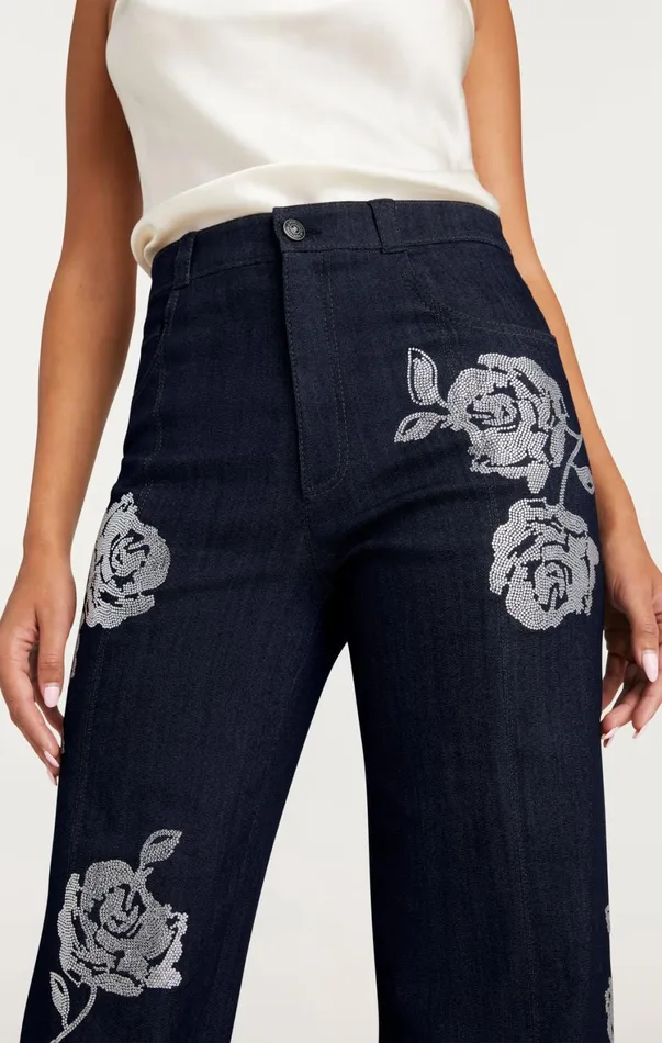 Women Pants Cinq Sept Heatset Roses Francine Pant Indigo