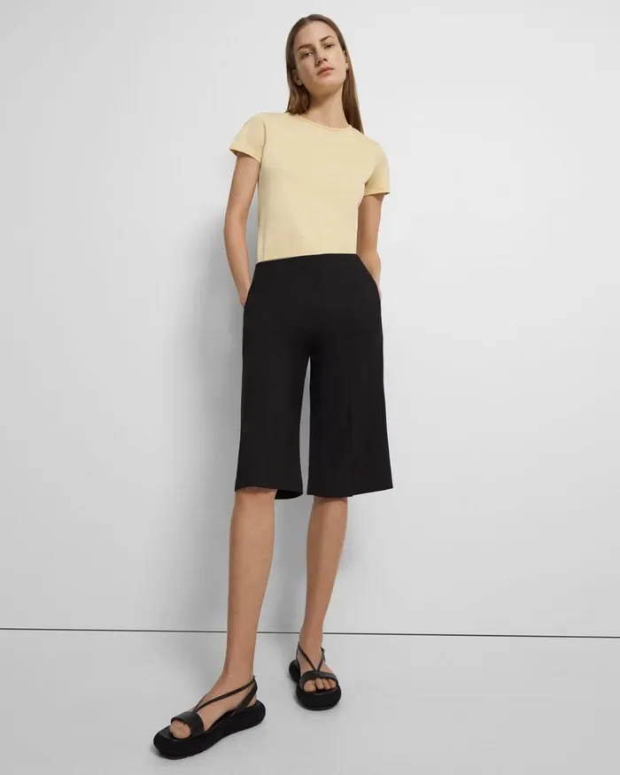 Women Pants Theory Cropped Culotte In Good Wool Black