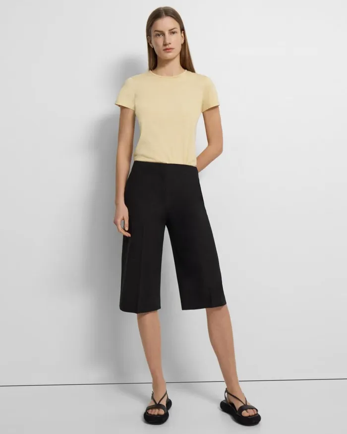 Women Pants Theory Cropped Culotte In Good Wool Black