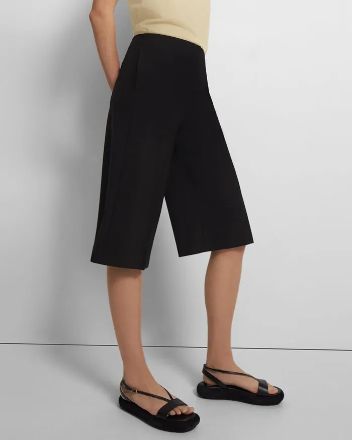 Women Pants Theory Cropped Culotte In Good Wool Black