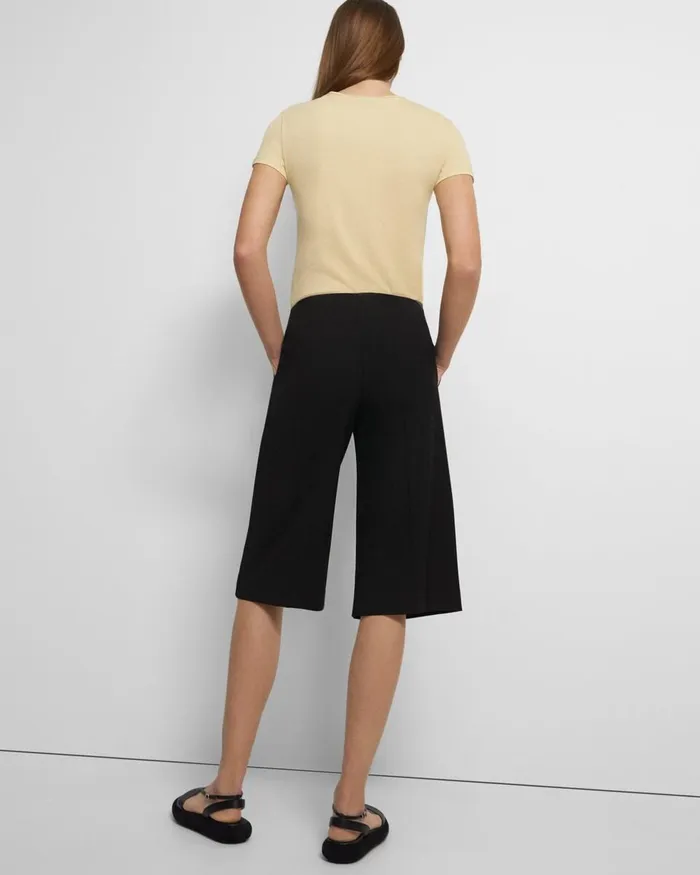 Women Pants Theory Cropped Culotte In Good Wool Black