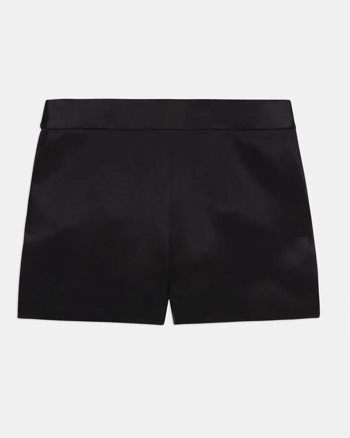 Women Pants Theory HighWaist Short In Bonded Satin Black