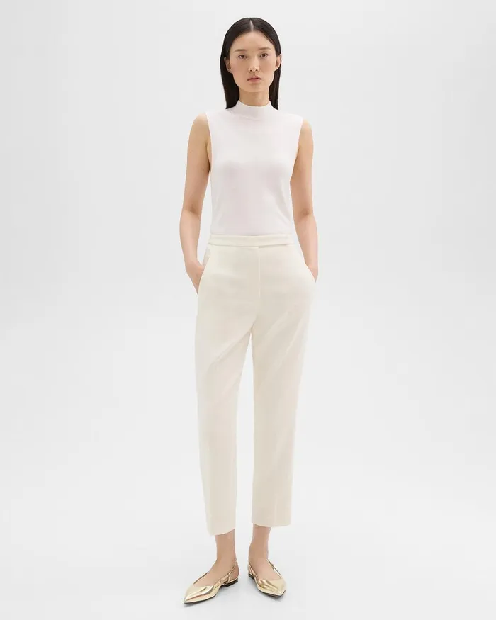 Women Pants Theory HighWaist Slim Crop Pant In Admiral Crepe Rice