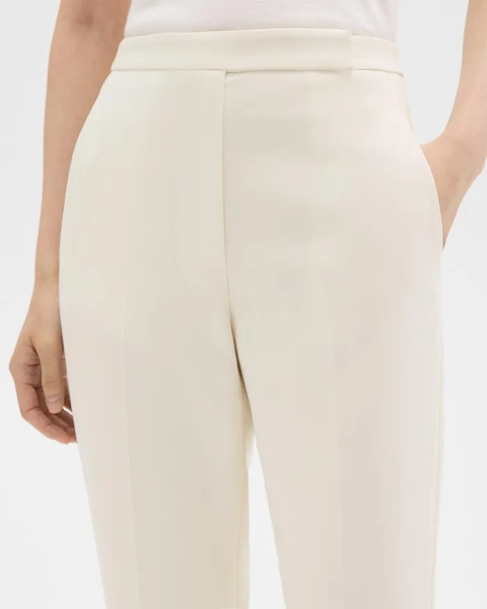Women Pants Theory HighWaist Slim Crop Pant In Admiral Crepe Rice