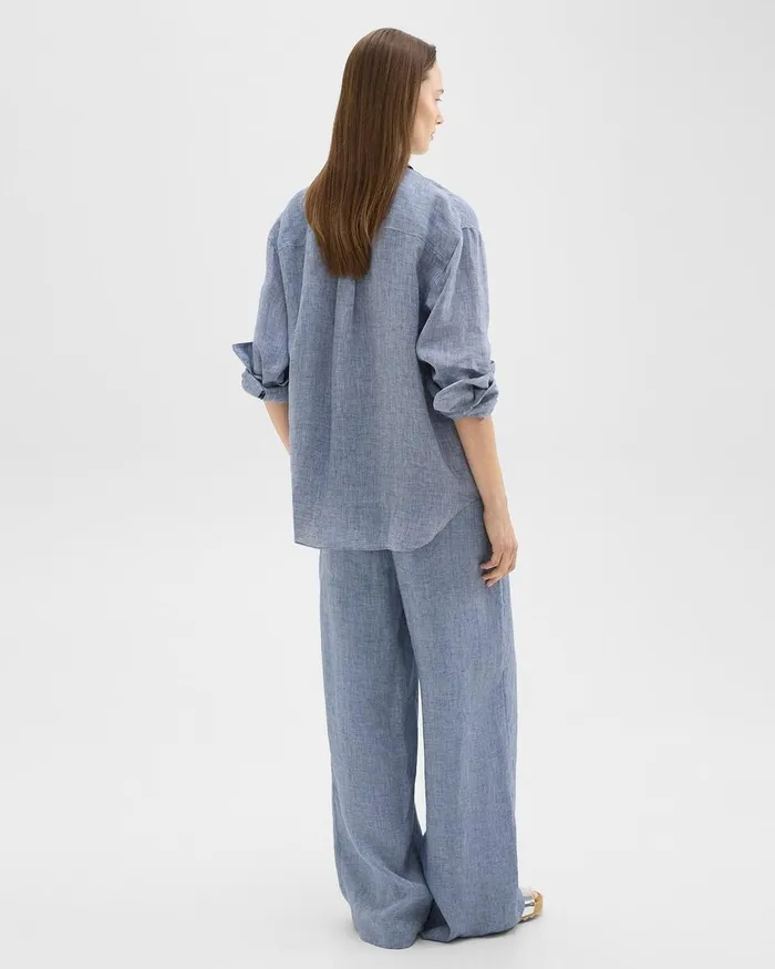 Women Pants Theory Relaxed PullOn Pant In Hemp Chambray