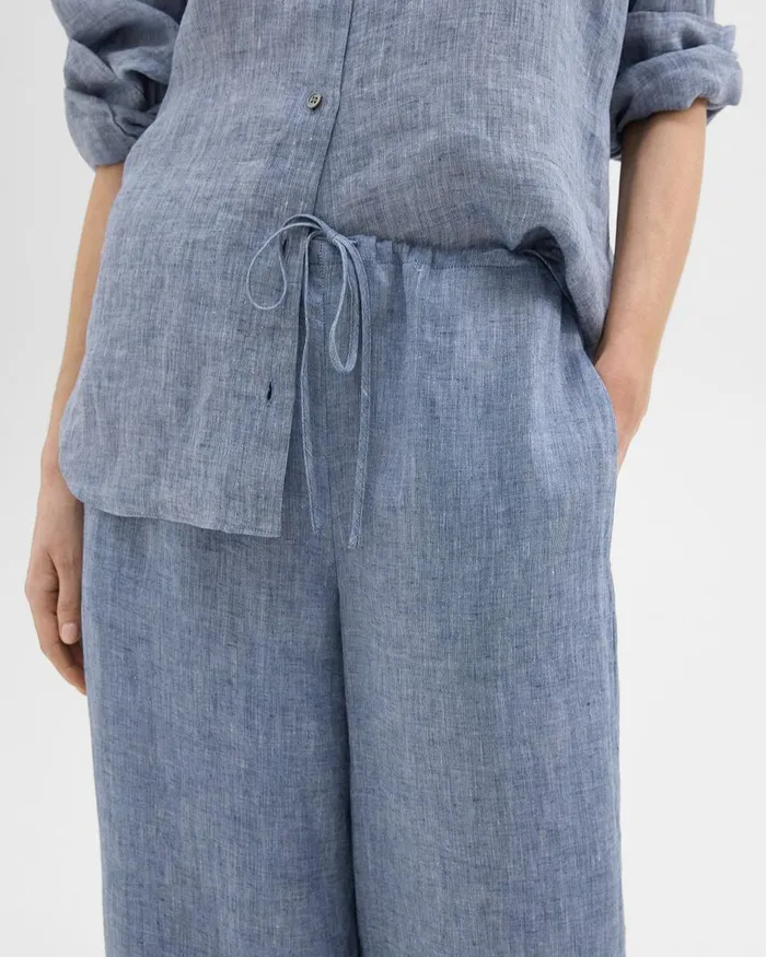 Women Pants Theory Relaxed PullOn Pant In Hemp Chambray
