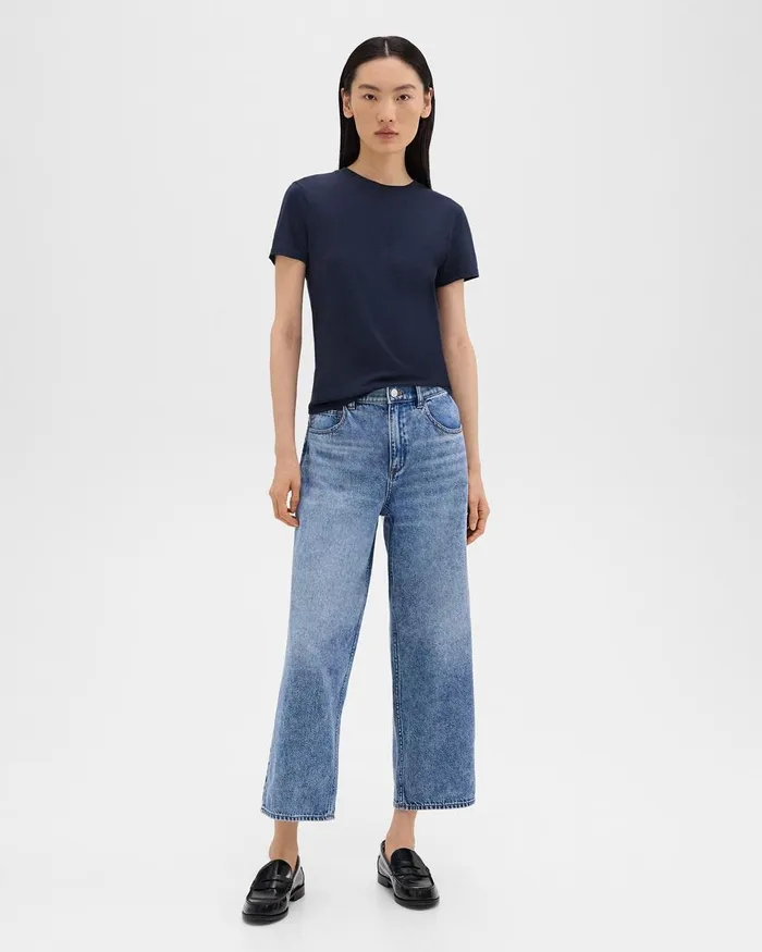 Women Pants Theory Relaxed Straight Jean In Denim Light Indigo