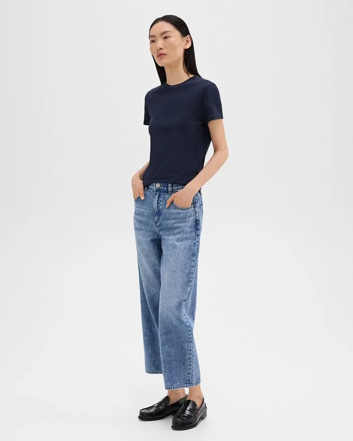 Women Pants Theory Relaxed Straight Jean In Denim Light Indigo