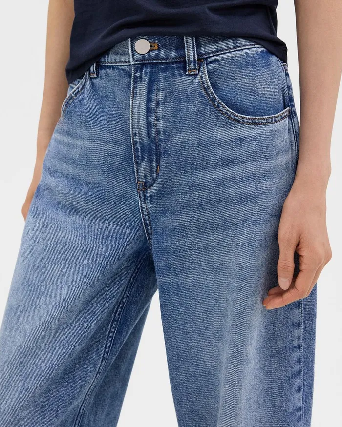 Women Pants Theory Relaxed Straight Jean In Denim Light Indigo