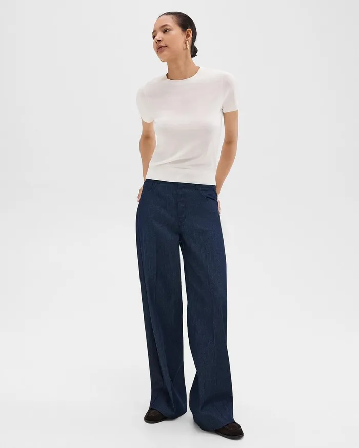 Women Pants Theory StraightLeg 5Pocket Pant In Denim Indigo