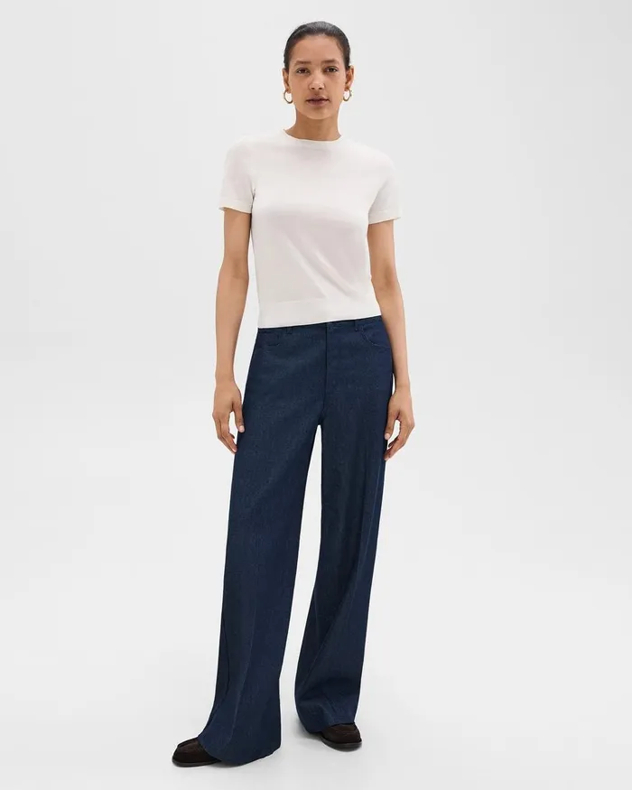 Women Pants Theory StraightLeg 5Pocket Pant In Denim Indigo