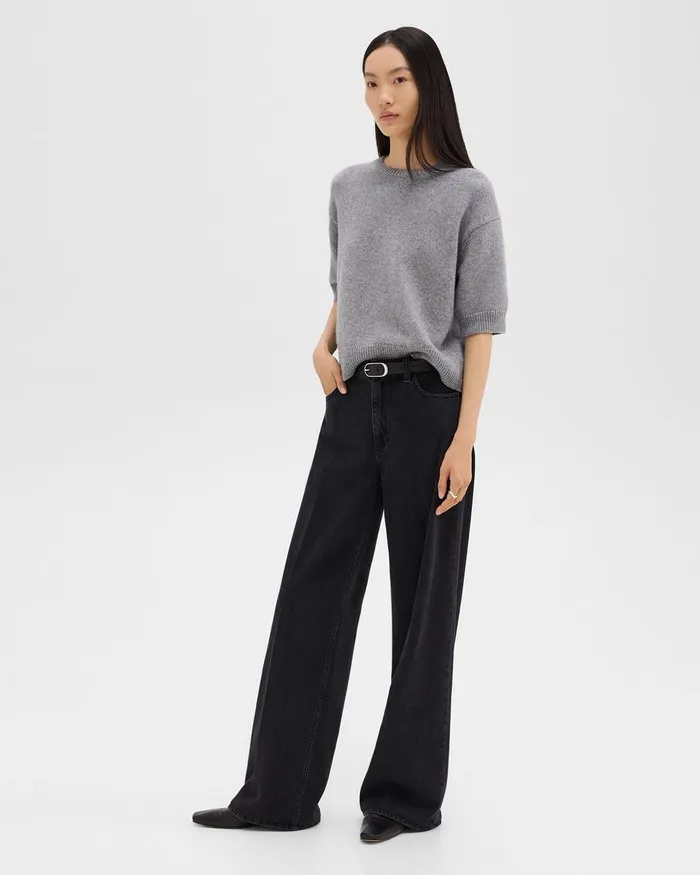Women Pants Theory StraightLeg 5Pocket Pant In Denim Washed Black