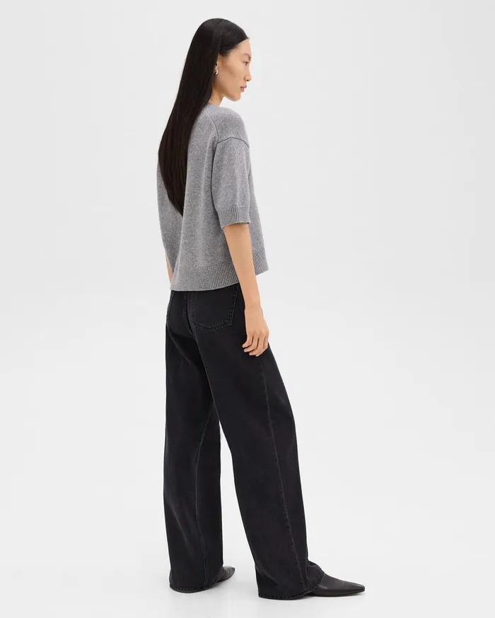 Women Pants Theory StraightLeg 5Pocket Pant In Denim Washed Black