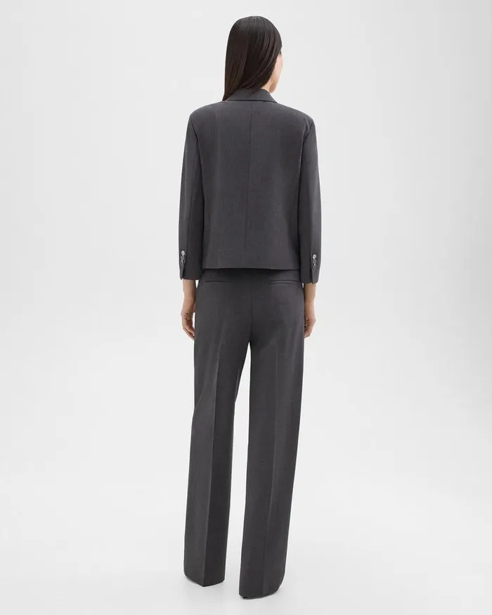 Women Pants Theory StraightLeg Pant In Good Wool Charcoal Melange