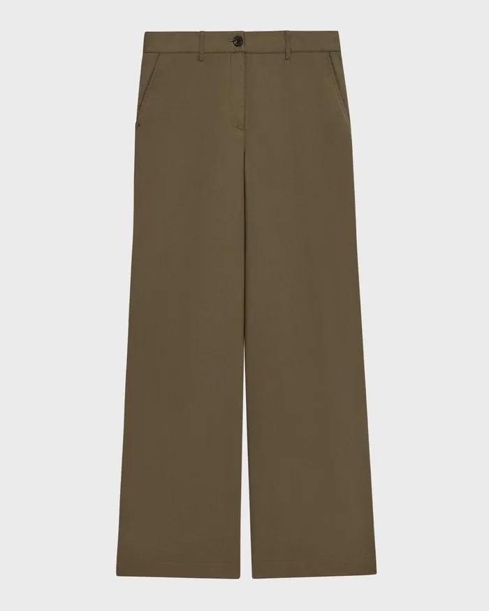 Women Pants Theory StraightLeg Pant In Organic Cotton Dark Olive