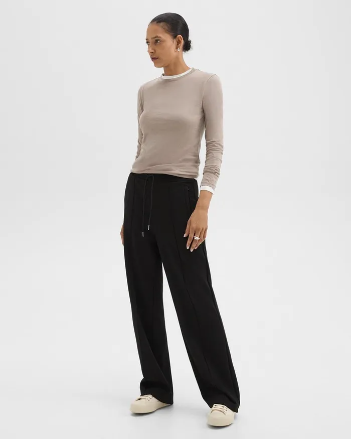 Women Pants Theory Track Pant In DoubleKnit Jersey Black