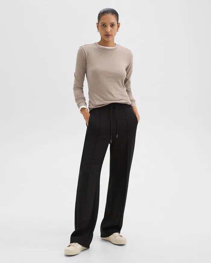 Women Pants Theory Track Pant In DoubleKnit Jersey Black