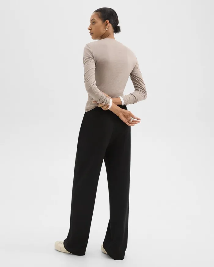 Women Pants Theory Track Pant In DoubleKnit Jersey Black