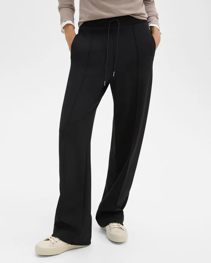 Women Pants Theory Track Pant In DoubleKnit Jersey Black