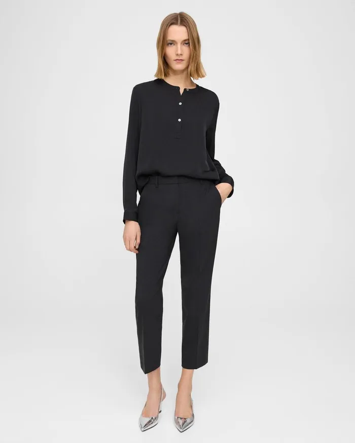 Women Pants Theory Treeca Pant In Stretch Wool Black