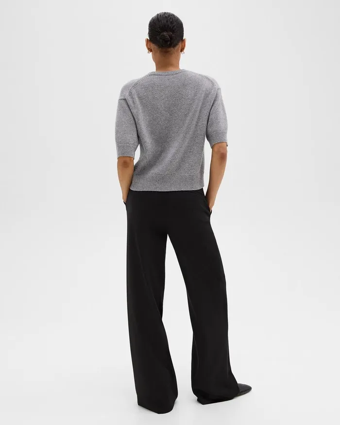 Women Pants Theory WideLeg Pant In DoubleKnit Jersey Black