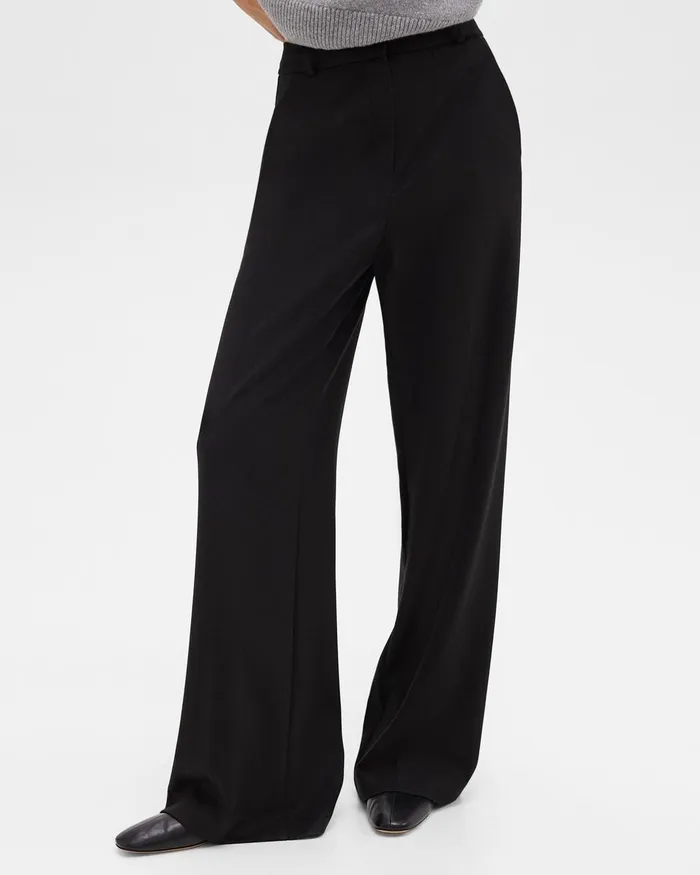 Women Pants Theory WideLeg Pant In DoubleKnit Jersey Black