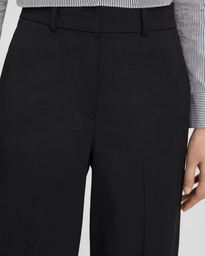 Women Pants Theory WideLeg Pant In Textured Gabardine Black