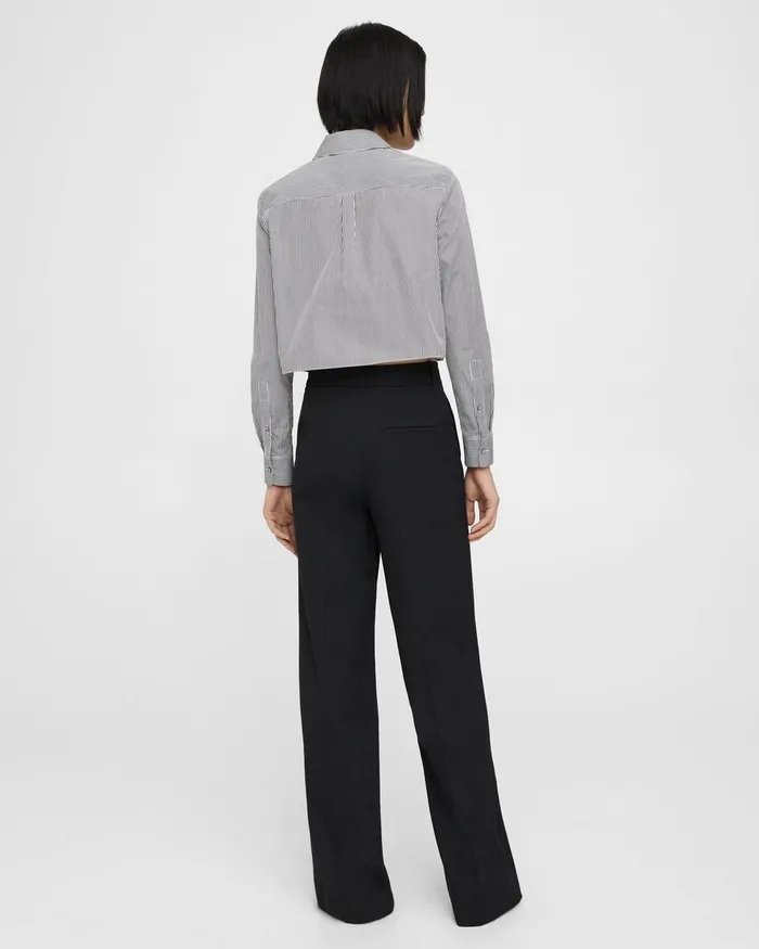 Women Pants Theory WideLeg Pant In Textured Gabardine Black